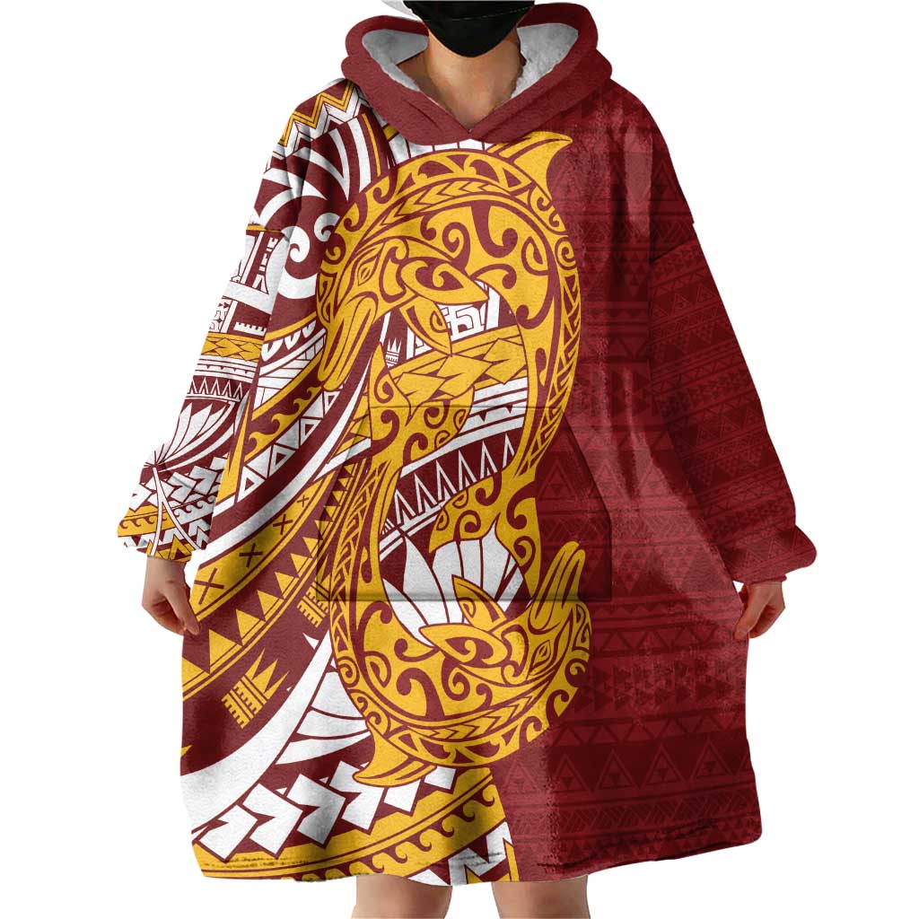 Couple Dolphins Maori Motif Wearable Blanket Hoodie - Polynesian Pride
