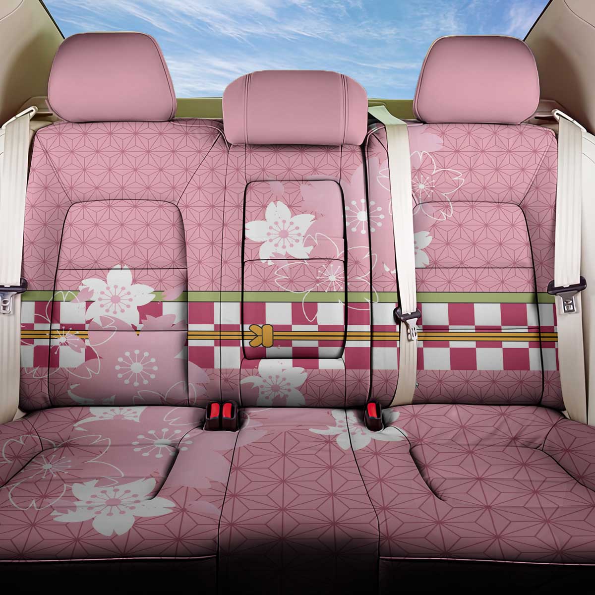 Japanese Asanoha Pattern Back Car Seat Cover Charm Against Evil Spirits LT9 One Size Pink - Polynesian Pride
