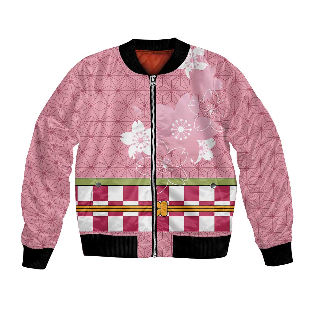 Japanese Asanoha Pattern Bomber Jacket Charm Against Evil Spirits LT9 Unisex Pink - Polynesian Pride