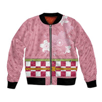 Japanese Asanoha Pattern Bomber Jacket Charm Against Evil Spirits LT9 Unisex Pink - Polynesian Pride