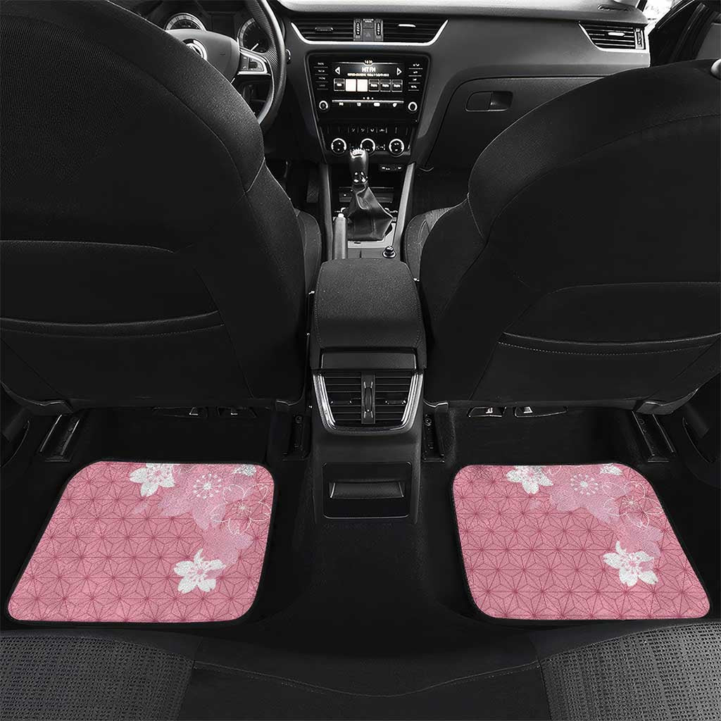 Japanese Asanoha Pattern Car Mats Charm Against Evil Spirits LT9 Set 2pcs - Back Pink - Polynesian Pride