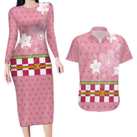 Japanese Asanoha Pattern Couples Matching Long Sleeve Bodycon Dress and Hawaiian Shirt Charm Against Evil Spirits - Polynesian Pride