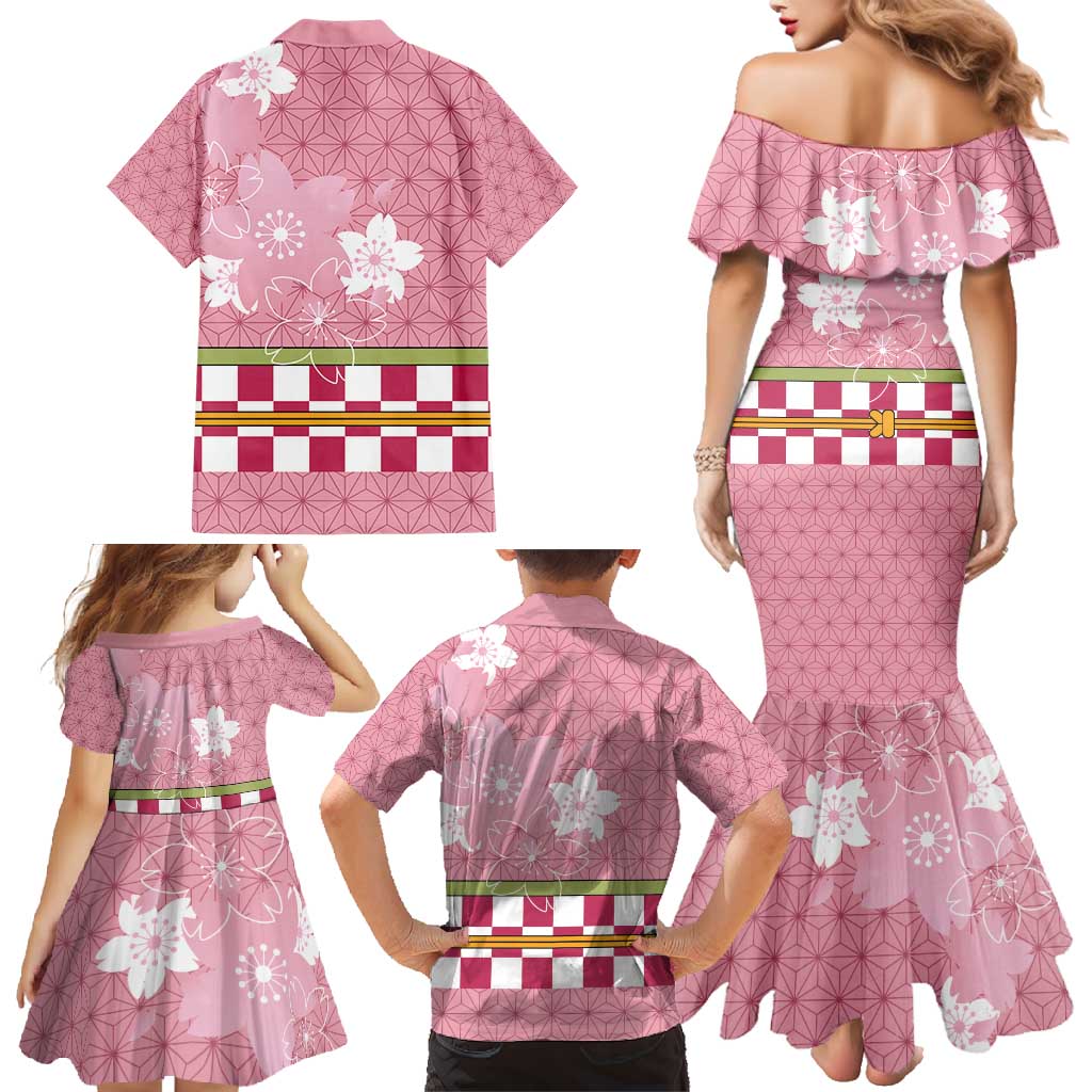 Japanese Asanoha Pattern Family Matching Mermaid Dress and Hawaiian Shirt Charm Against Evil Spirits - Polynesian Pride