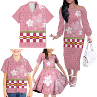 Japanese Asanoha Pattern Family Matching Off The Shoulder Long Sleeve Dress and Hawaiian Shirt Charm Against Evil Spirits - Polynesian Pride