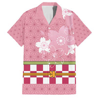 Japanese Asanoha Pattern Family Matching Summer Maxi Dress and Hawaiian Shirt Charm Against Evil Spirits LT9 Dad's Shirt - Short Sleeve Pink - Polynesian Pride