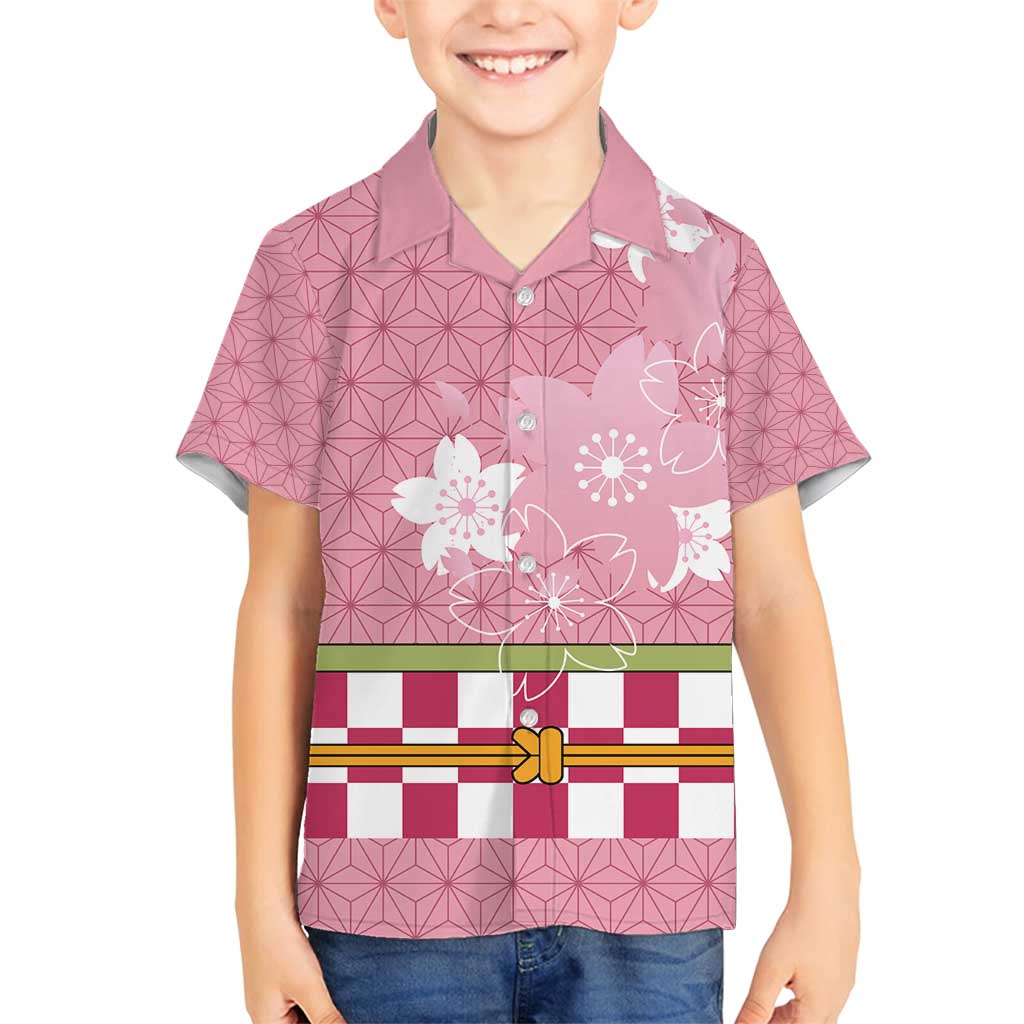 Japanese Asanoha Pattern Family Matching Summer Maxi Dress and Hawaiian Shirt Charm Against Evil Spirits LT9 Son's Shirt Pink - Polynesian Pride