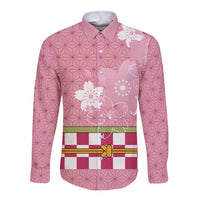 Japanese Asanoha Pattern Long Sleeve Button Shirt Charm Against Evil Spirits LT9 Unisex Pink - Polynesian Pride