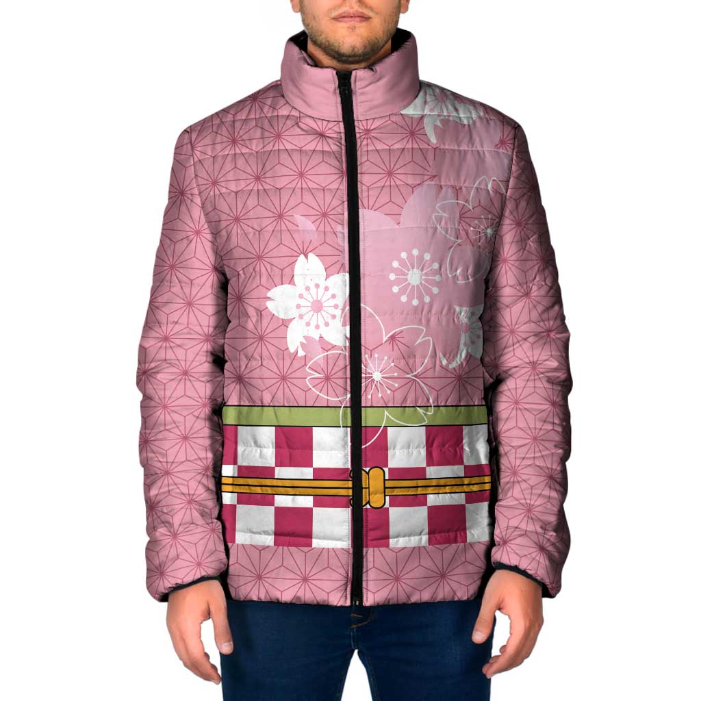 Japanese Asanoha Pattern Padded Jacket Charm Against Evil Spirits LT9 Men Pink - Polynesian Pride