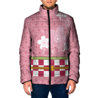 Japanese Asanoha Pattern Padded Jacket Charm Against Evil Spirits LT9 Men Pink - Polynesian Pride