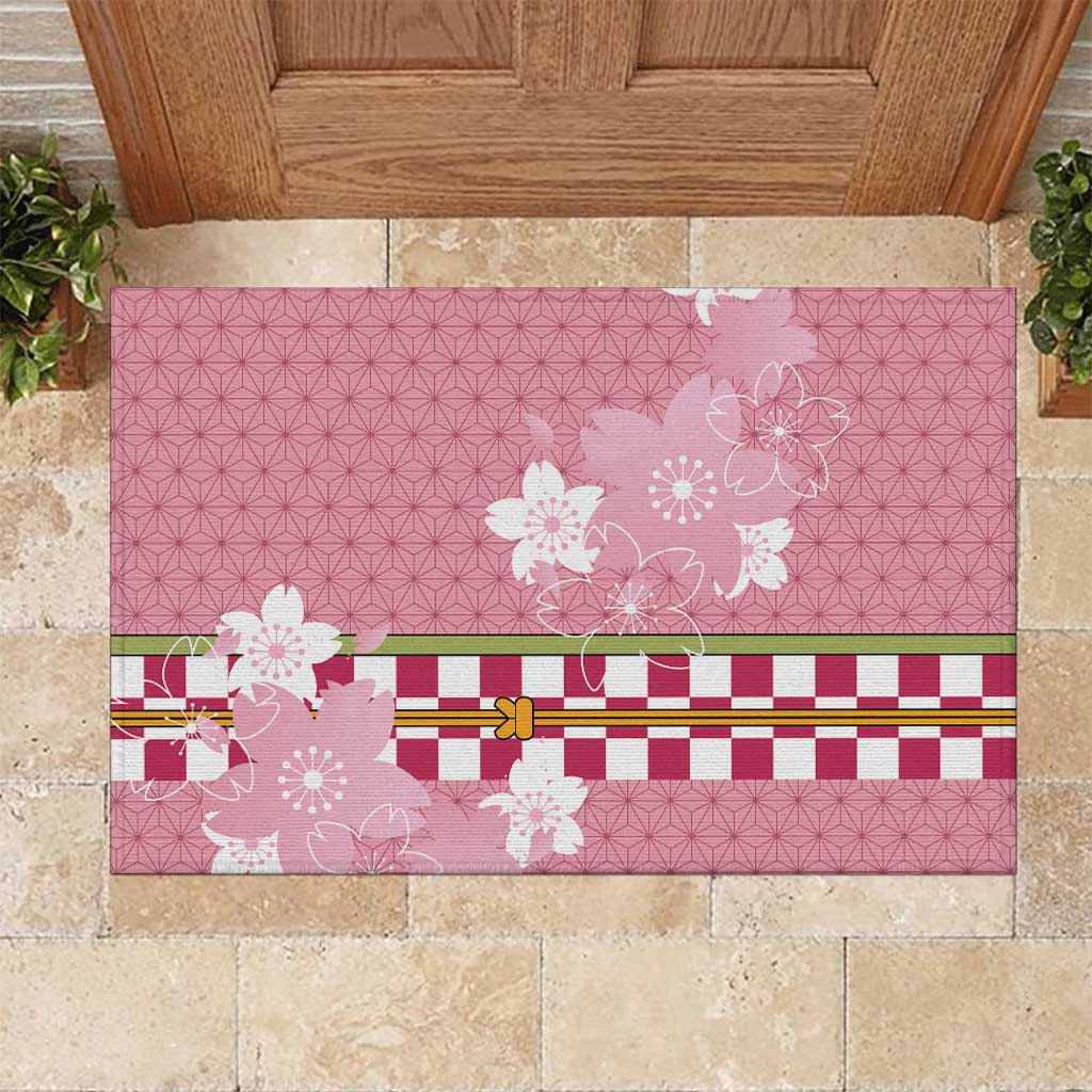 Japanese Asanoha Pattern Rubber Doormat Charm Against Evil Spirits LT9 Pink - Polynesian Pride