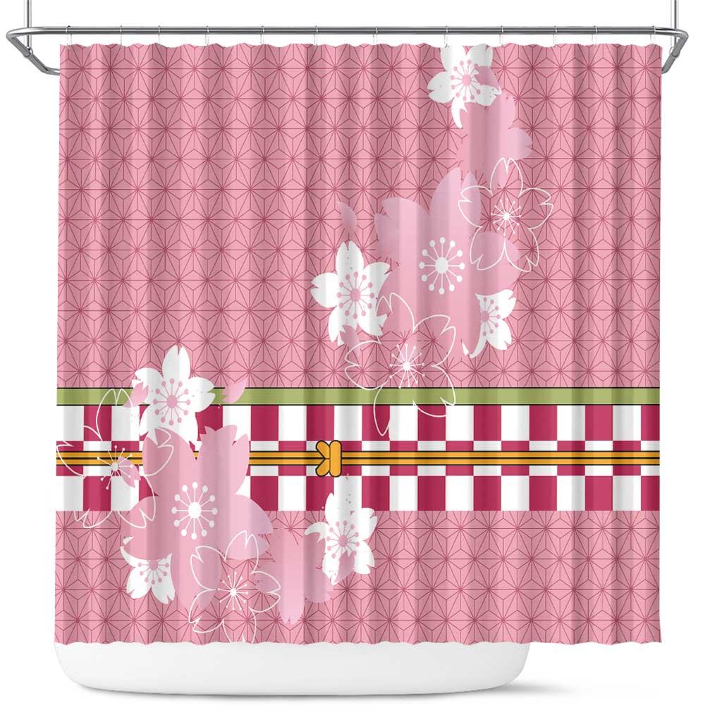 Japanese Asanoha Pattern Shower Curtain Charm Against Evil Spirits LT9 Pink - Polynesian Pride