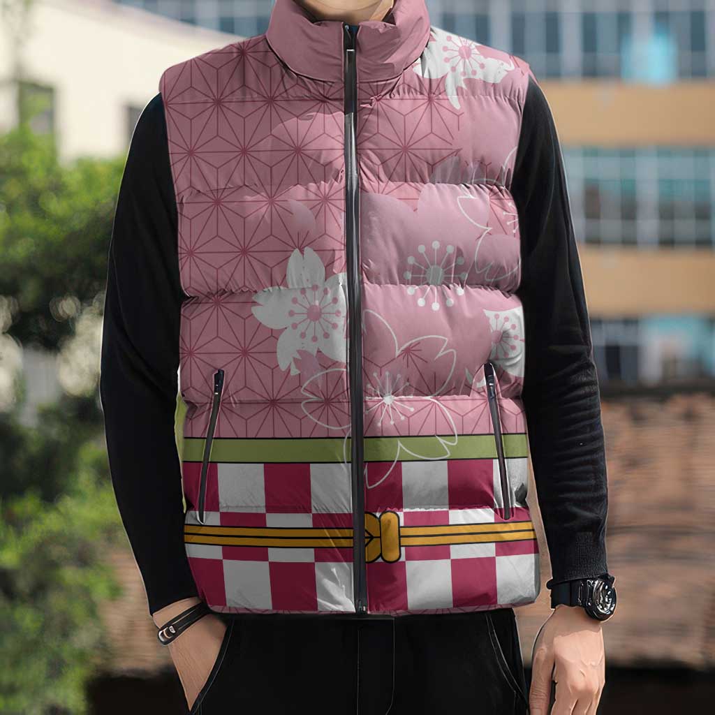 Japanese Asanoha Pattern Sleeveless Puffer Jacket Charm Against Evil Spirits - Polynesian Pride