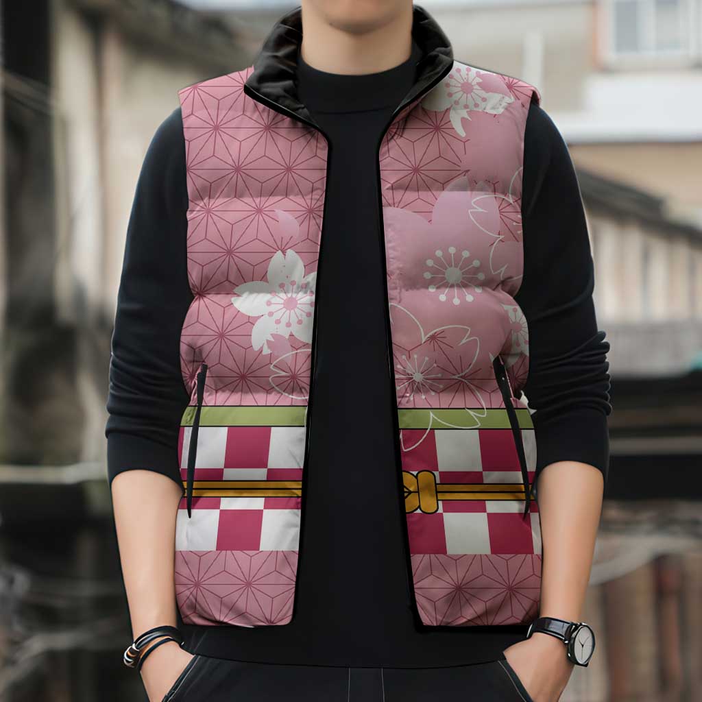 Japanese Asanoha Pattern Sleeveless Puffer Jacket Charm Against Evil Spirits - Polynesian Pride