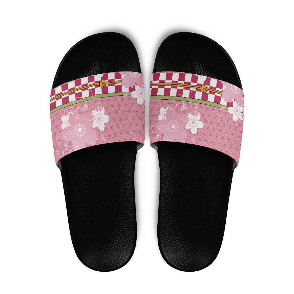 Japanese Asanoha Pattern Slide Sandals Charm Against Evil Spirits LT9 Pink - Polynesian Pride