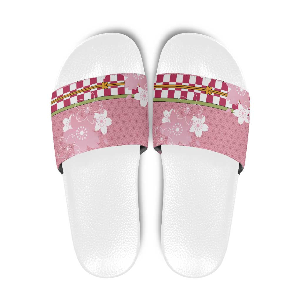 Japanese Asanoha Pattern Slide Sandals Charm Against Evil Spirits LT9 Pink - Polynesian Pride