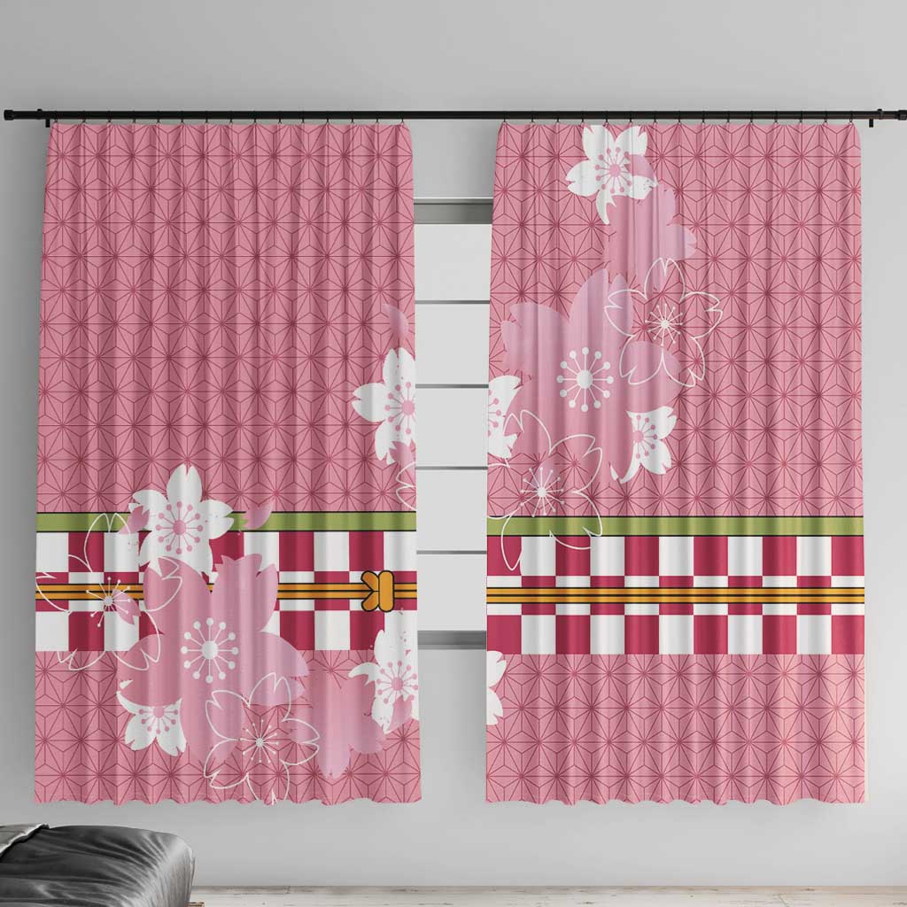 Japanese Asanoha Pattern Window Curtain Charm Against Evil Spirits LT9 With Hooks Pink - Polynesian Pride