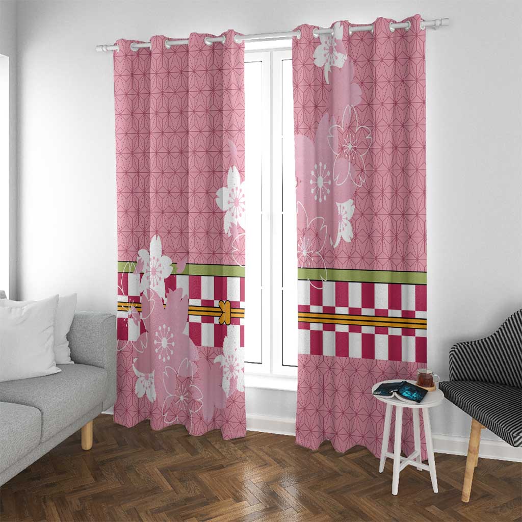 Japanese Asanoha Pattern Window Curtain Charm Against Evil Spirits LT9 With Grommets Pink - Polynesian Pride