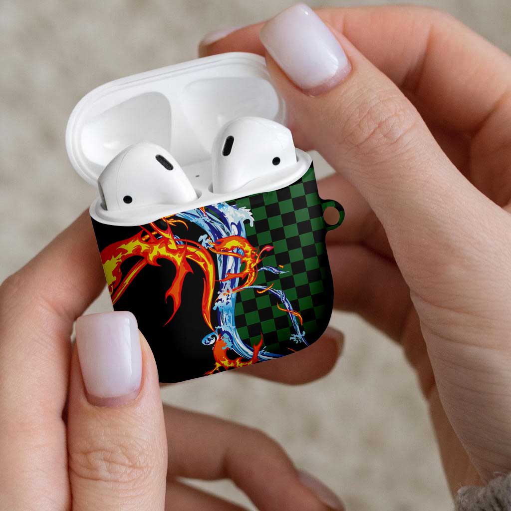 Japanese Asanoha Pattern AirPods Case Sun Flame Slayer Dragon Hinokami Kagura Spirit - Polynesian Pride