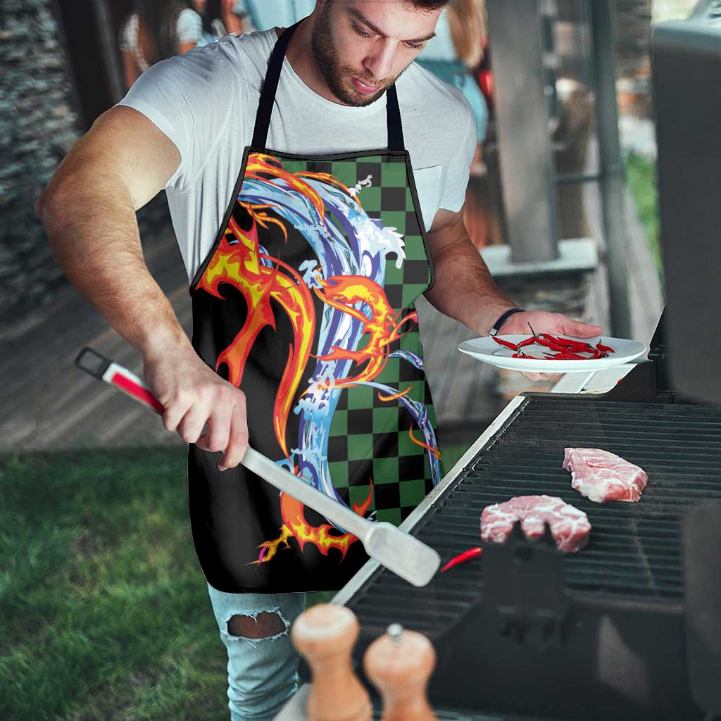 Japanese Asanoha Pattern Apron Sun Flame Slayer Dragon Hinokami Kagura Spirit - Polynesian Pride
