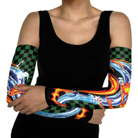 Japanese Asanoha Pattern Arm Sleeves Sun Flame Slayer Dragon Hinokami Kagura Spirit - Polynesian Pride