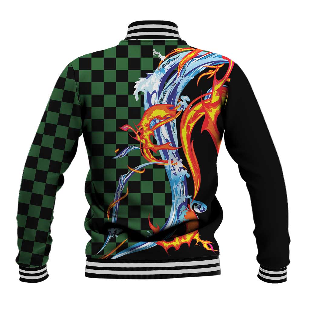 Japanese Asanoha Pattern Baseball Jacket Sun Flame Slayer Dragon Hinokami Kagura Spirit - Polynesian Pride