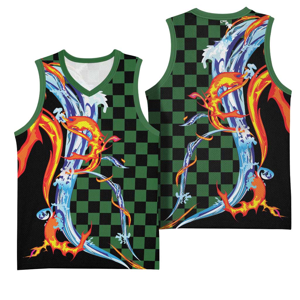 Japanese Asanoha Pattern Basketball Jersey Sun Flame Slayer Dragon Hinokami Kagura Spirit LT9 - Polynesian Pride