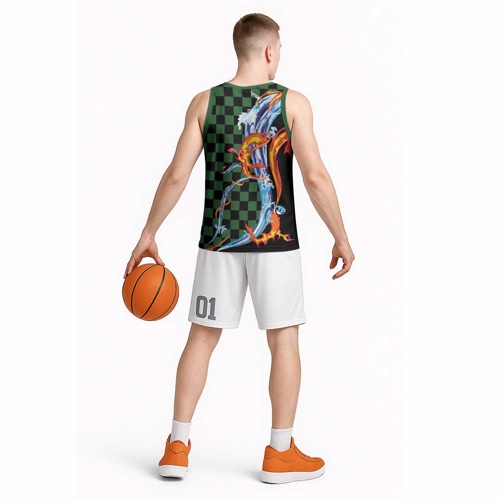 Japanese Asanoha Pattern Basketball Jersey Sun Flame Slayer Dragon Hinokami Kagura Spirit LT9 - Polynesian Pride