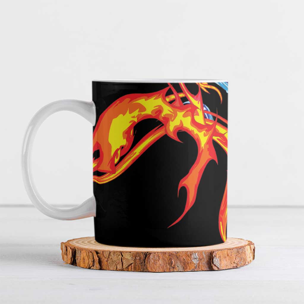 Japanese Asanoha Pattern Ceramic Mug Sun Flame Slayer Dragon Hinokami Kagura Spirit - Polynesian Pride