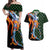 Japanese Asanoha Pattern Couples Matching Off Shoulder Maxi Dress and Hawaiian Shirt Sun Flame Slayer Dragon Hinokami Kagura Spirit - Polynesian Pride