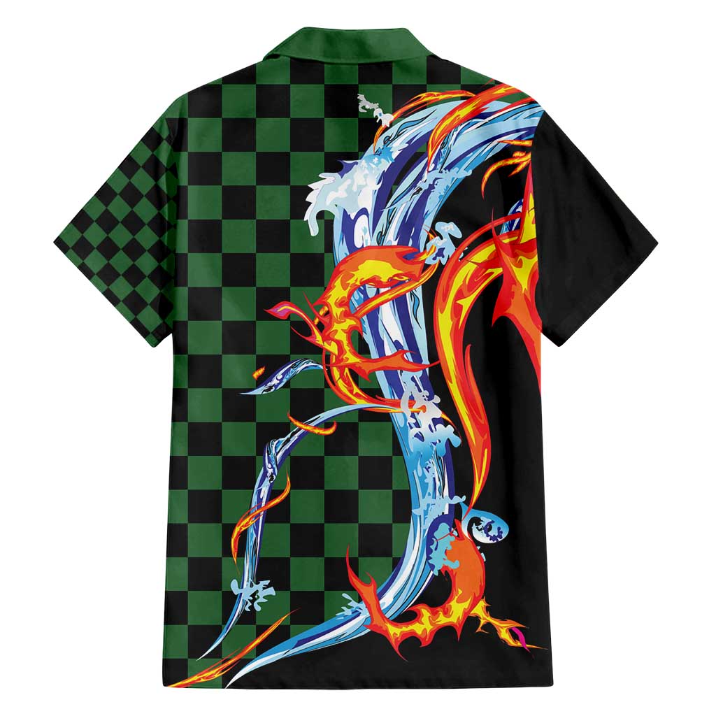 Japanese Asanoha Pattern Family Matching Puletasi and Hawaiian Shirt Sun Flame Slayer Dragon Hinokami Kagura Spirit LT9 - Polynesian Pride