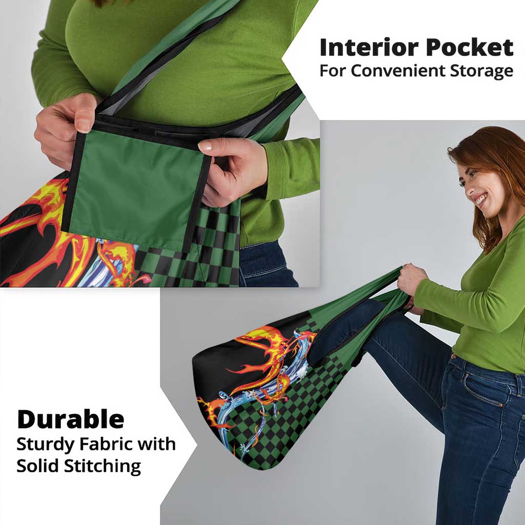 Japanese Asanoha Pattern Grocery Bag Sun Flame Slayer Dragon Hinokami Kagura Spirit - Polynesian Pride