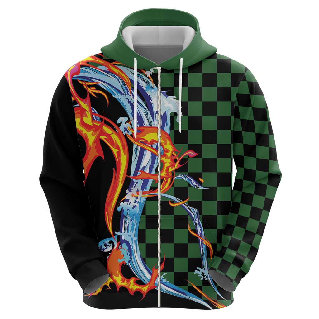 Japanese Asanoha Pattern Hoodie Sun Flame Slayer Dragon Hinokami Kagura Spirit - Polynesian Pride