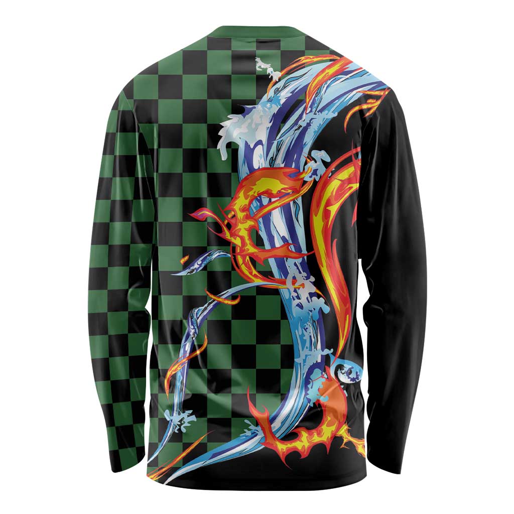 Japanese Asanoha Pattern Long Sleeve Shirt Sun Flame Slayer Dragon Hinokami Kagura Spirit LT9 - Polynesian Pride
