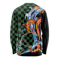 Japanese Asanoha Pattern Long Sleeve Shirt Sun Flame Slayer Dragon Hinokami Kagura Spirit LT9 - Polynesian Pride
