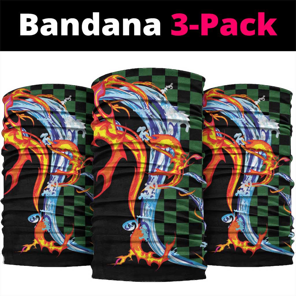 Japanese Asanoha Pattern Neck Gaiter Sun Flame Slayer Dragon Hinokami Kagura Spirit - Polynesian Pride