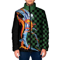 Japanese Asanoha Pattern Padded Jacket Sun Flame Slayer Dragon Hinokami Kagura Spirit - Polynesian Pride