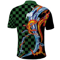 Japanese Asanoha Pattern Polo Shirt Sun Flame Slayer Dragon Hinokami Kagura Spirit - Polynesian Pride