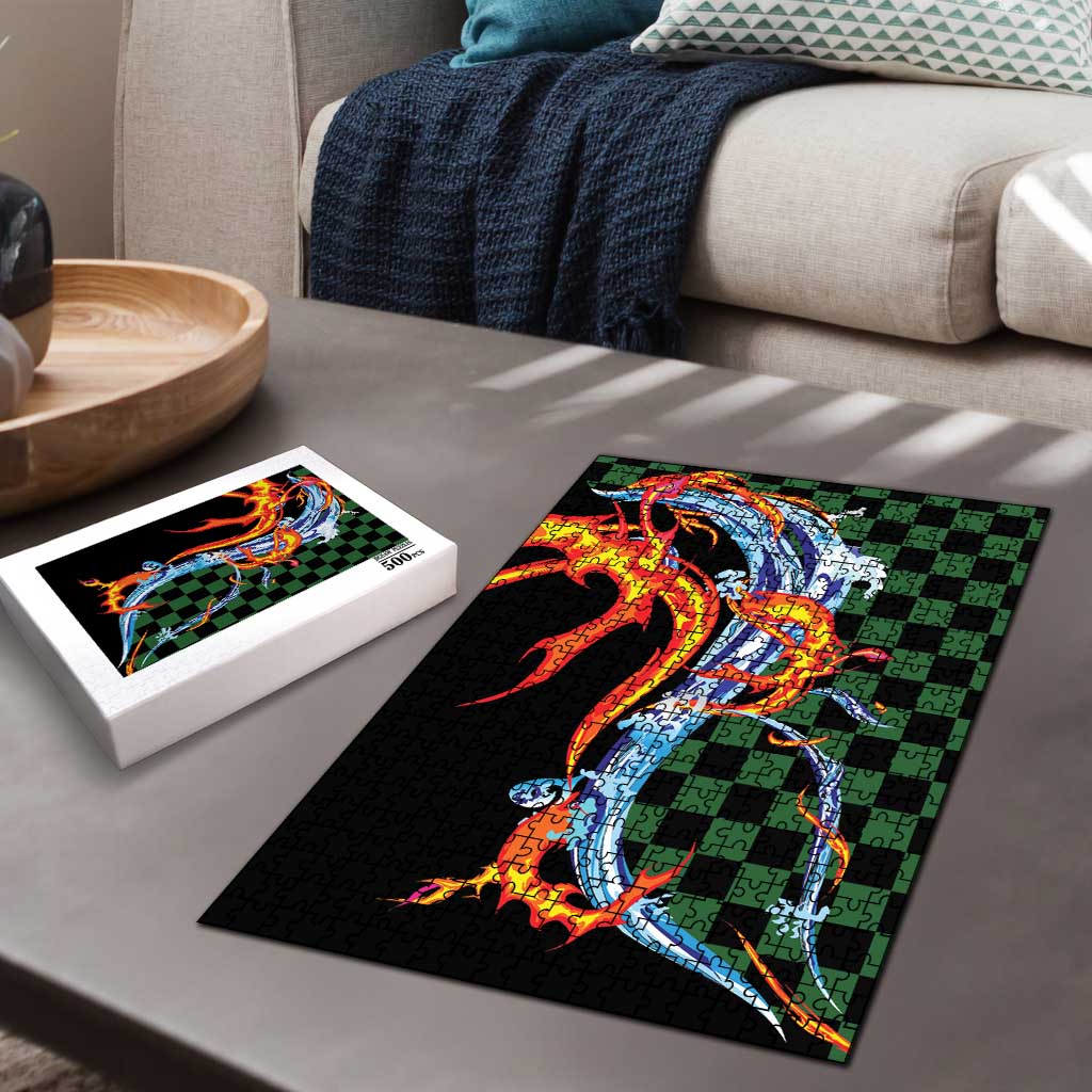 Japanese Asanoha Pattern Puzzle Sun Flame Slayer Dragon Hinokami Kagura Spirit - Polynesian Pride