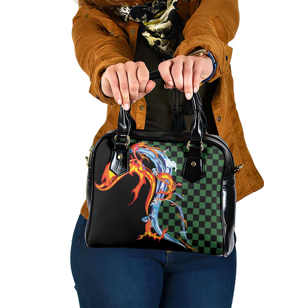 Japanese Asanoha Pattern Shoulder Handbag Sun Flame Slayer Dragon Hinokami Kagura Spirit - Polynesian Pride