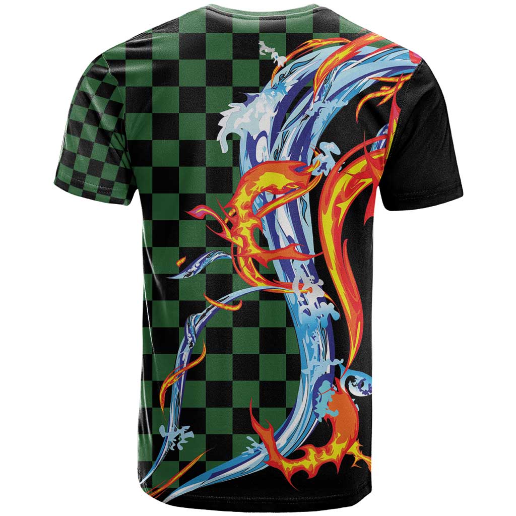 Japanese Asanoha Pattern T Shirt Sun Flame Slayer Dragon Hinokami Kagura Spirit - Polynesian Pride