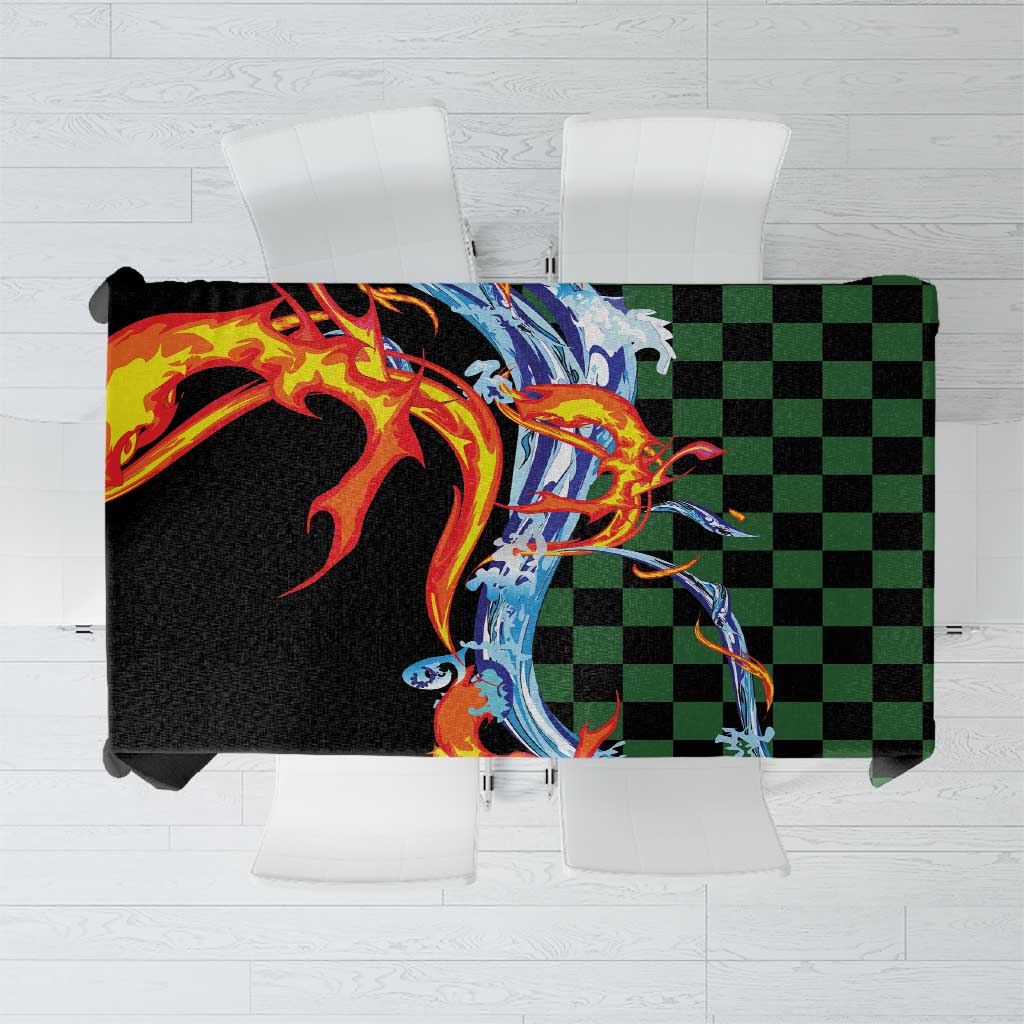 Japanese Asanoha Pattern Tablecloth Sun Flame Slayer Dragon Hinokami Kagura Spirit LT9 Green - Polynesian Pride