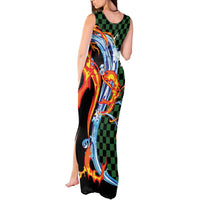 Japanese Asanoha Pattern Tank Maxi Dress Sun Flame Slayer Dragon Hinokami Kagura Spirit LT9 - Polynesian Pride