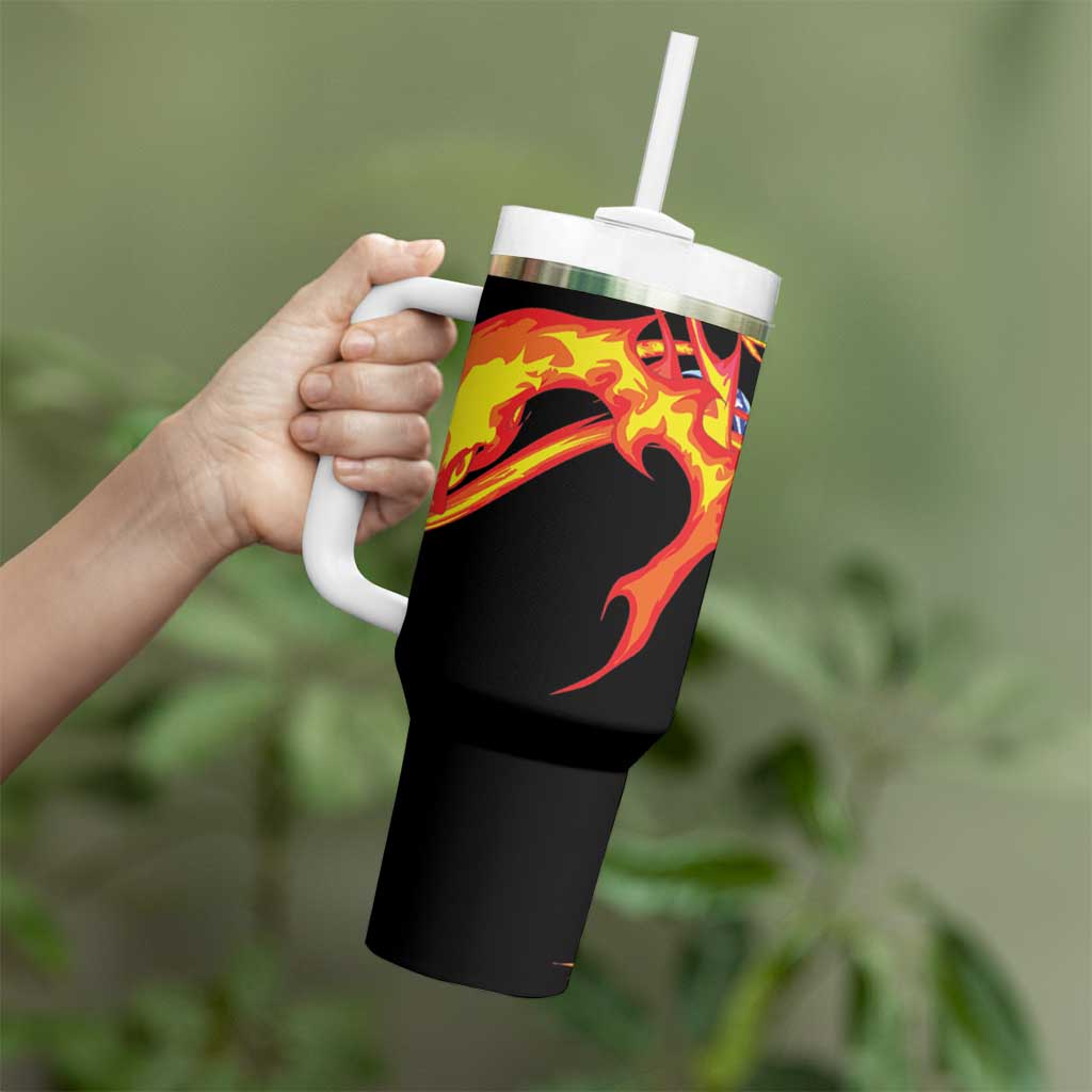 Japanese Asanoha Pattern Tumbler With Handle Sun Flame Slayer Dragon Hinokami Kagura Spirit LT9 - Polynesian Pride