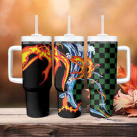 Japanese Asanoha Pattern Tumbler With Handle Sun Flame Slayer Dragon Hinokami Kagura Spirit LT9 - Polynesian Pride