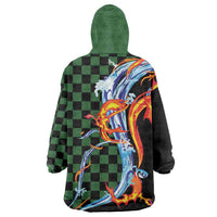 Japanese Asanoha Pattern Wearable Blanket Hoodie Sun Flame Slayer Dragon Hinokami Kagura Spirit - Polynesian Pride