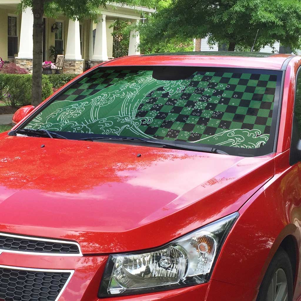 Japanese Asanoha Pattern Auto Sun Shade Water Breathing Slayer Dragon - Polynesian Pride