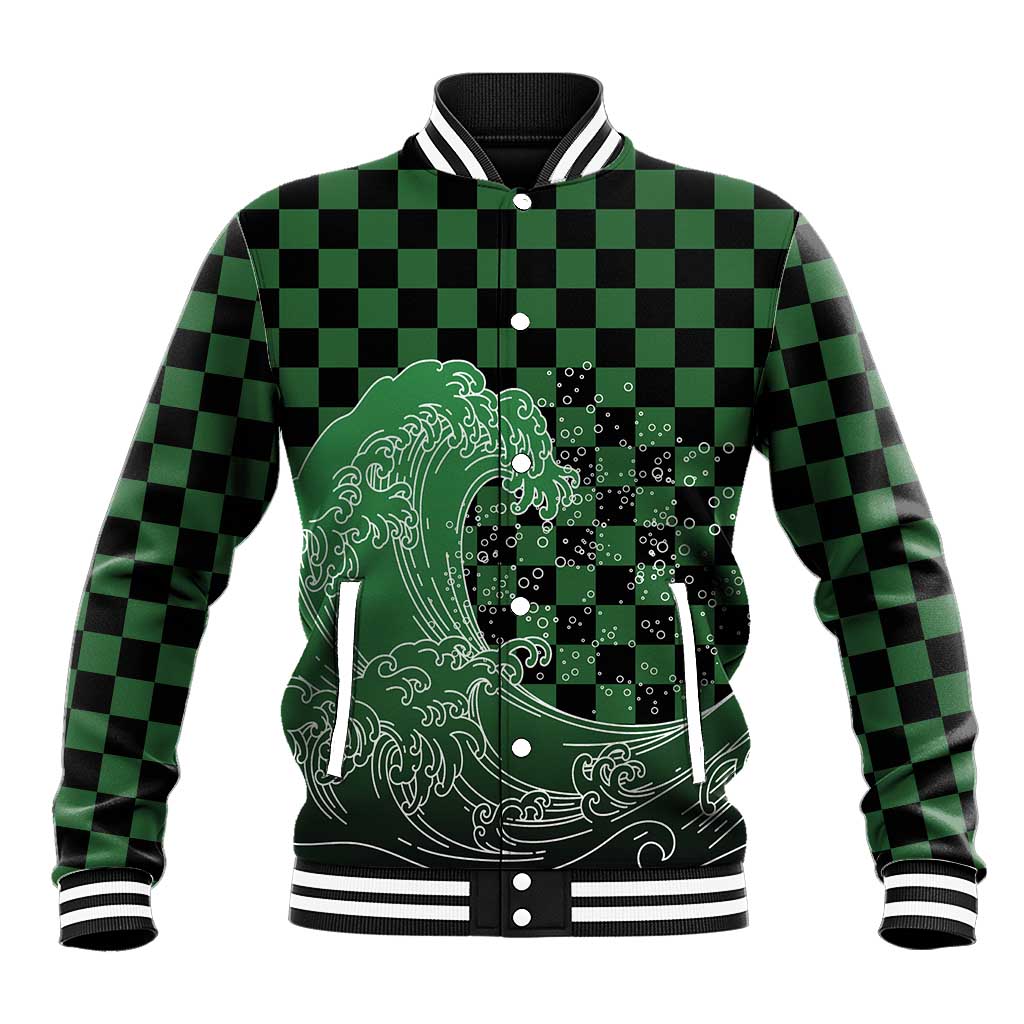 Japanese Asanoha Pattern Baseball Jacket Water Breathing Slayer Dragon LT9 Unisex Green - Polynesian Pride
