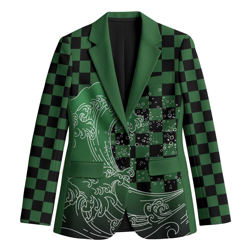 Japanese Asanoha Pattern Blazer Water Breathing Slayer Dragon LT9 Unisex Green - Polynesian Pride
