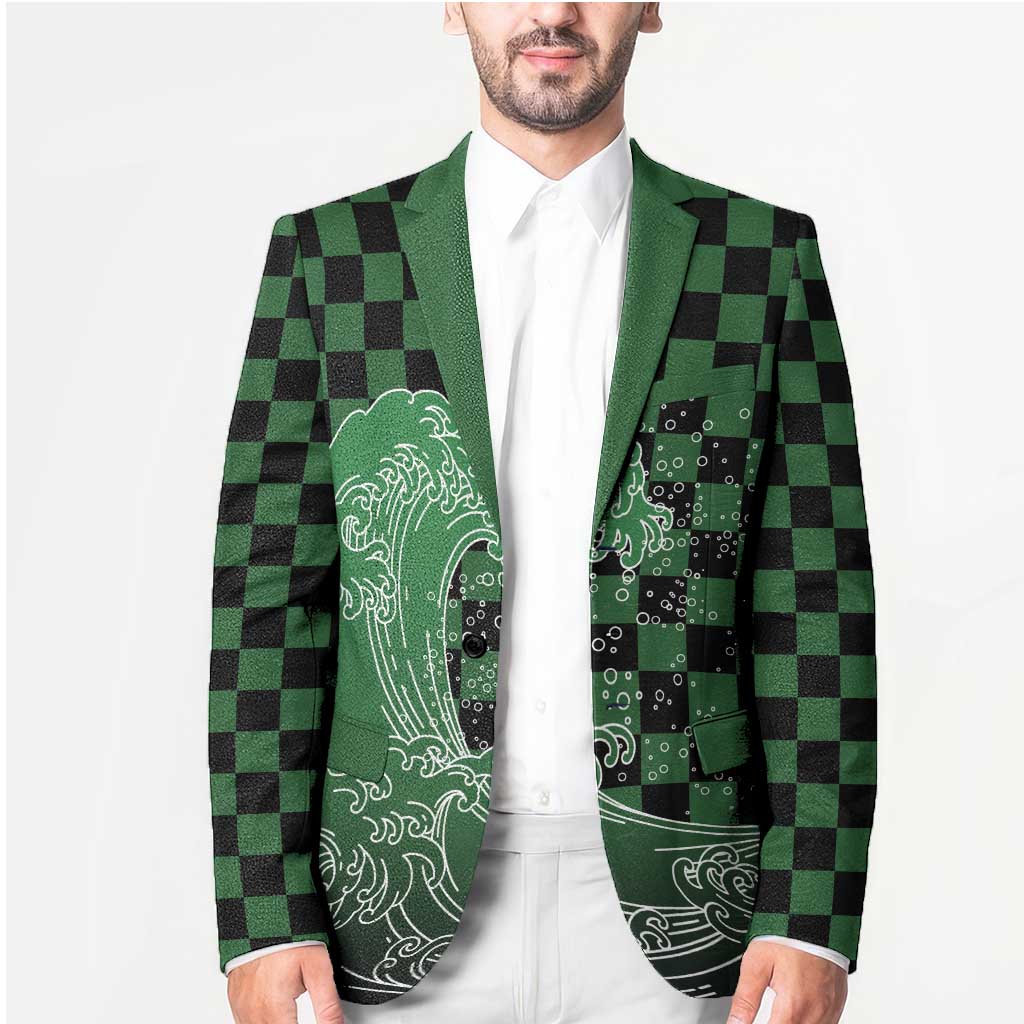 Japanese Asanoha Pattern Blazer Water Breathing Slayer Dragon LT9 - Polynesian Pride
