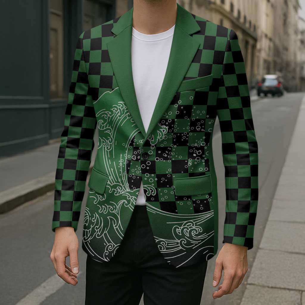 Japanese Asanoha Pattern Blazer Water Breathing Slayer Dragon LT9 - Polynesian Pride